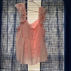 NWT Emory park pink tiered flounce blouse size L